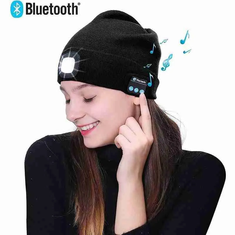 Winter Knitted Beanie Hat with Bluetooth & LED Light