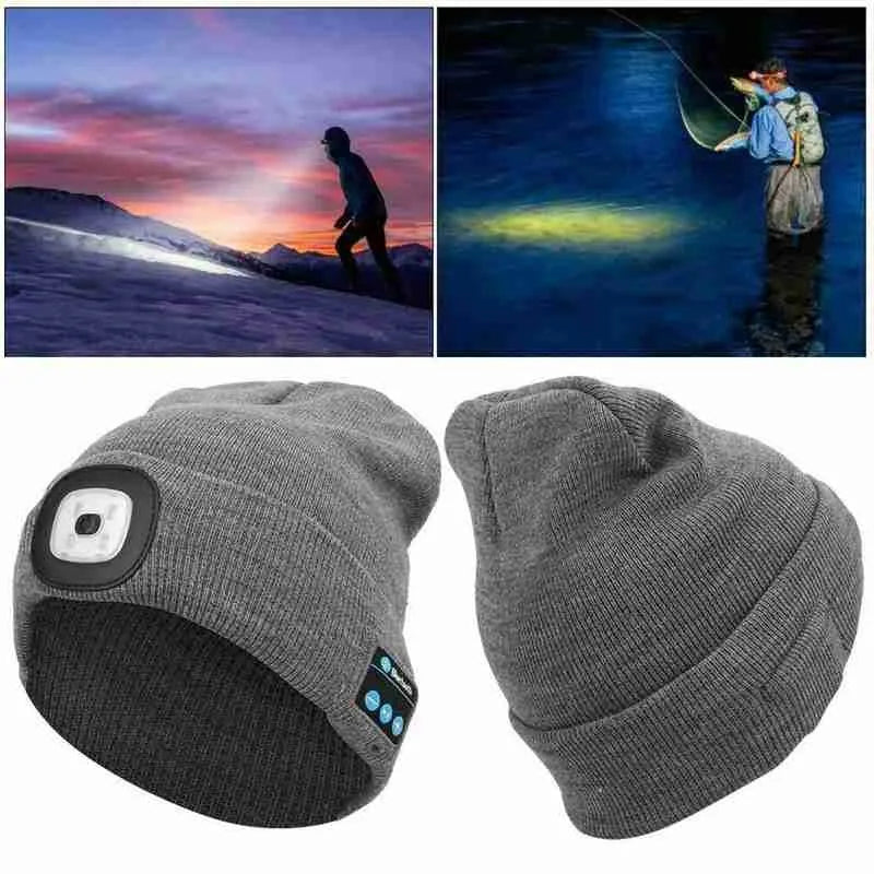 Winter Knitted Beanie Hat with Bluetooth & LED Light