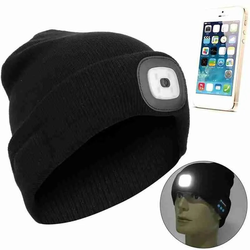 Winter Knitted Beanie Hat with Bluetooth & LED Light