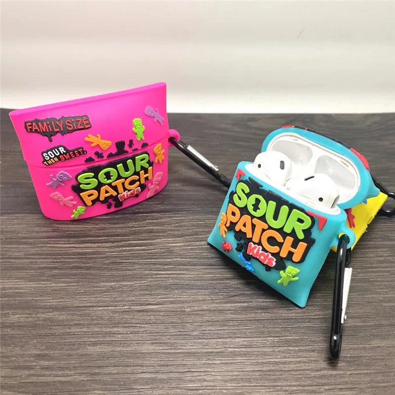 Funda de silicona divertida para AirPods Pro y Pro 2 con diseño de caramelo suave Sour Patch