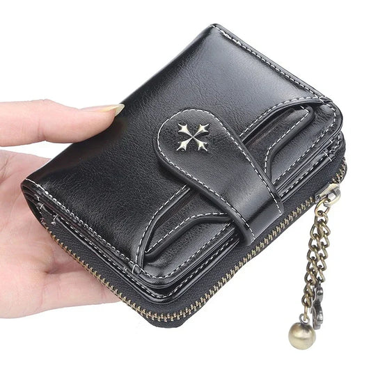 Women’s PU Leather Wallet - Short Hasp Purse with Coin and Card Holders