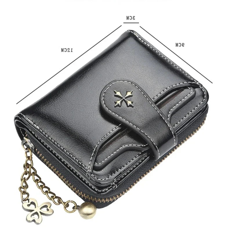 Women’s PU Leather Wallet - Short Hasp Purse with Coin and Card Holders