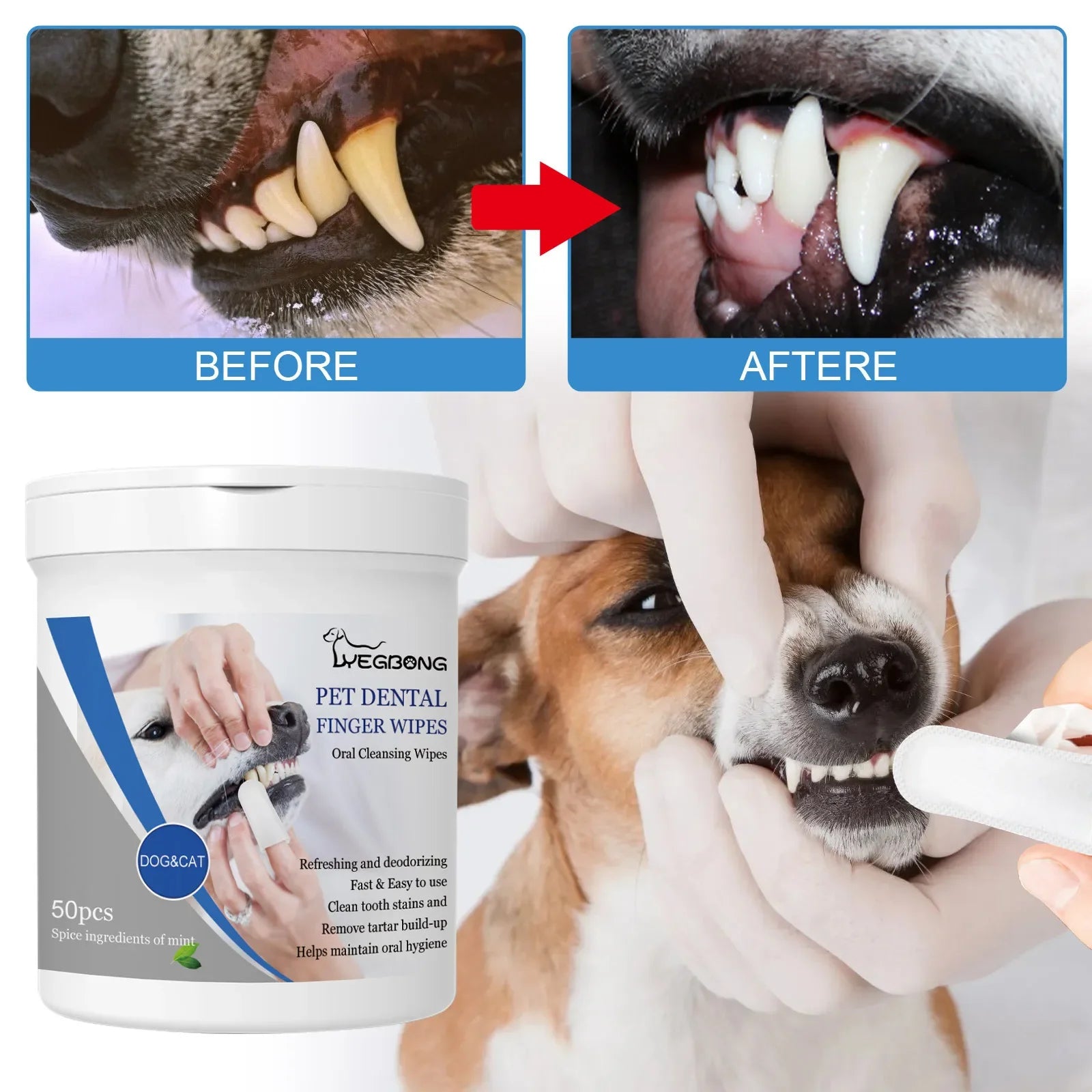 Pet Dental Cleaning Finger Wipes - Value Mart