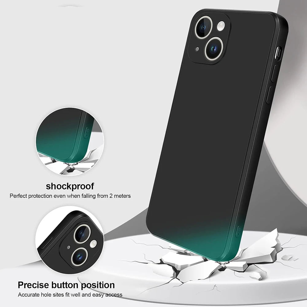 Black Shockproof Silicone TPU Phone Case for iPhone - Protective Lens Cover