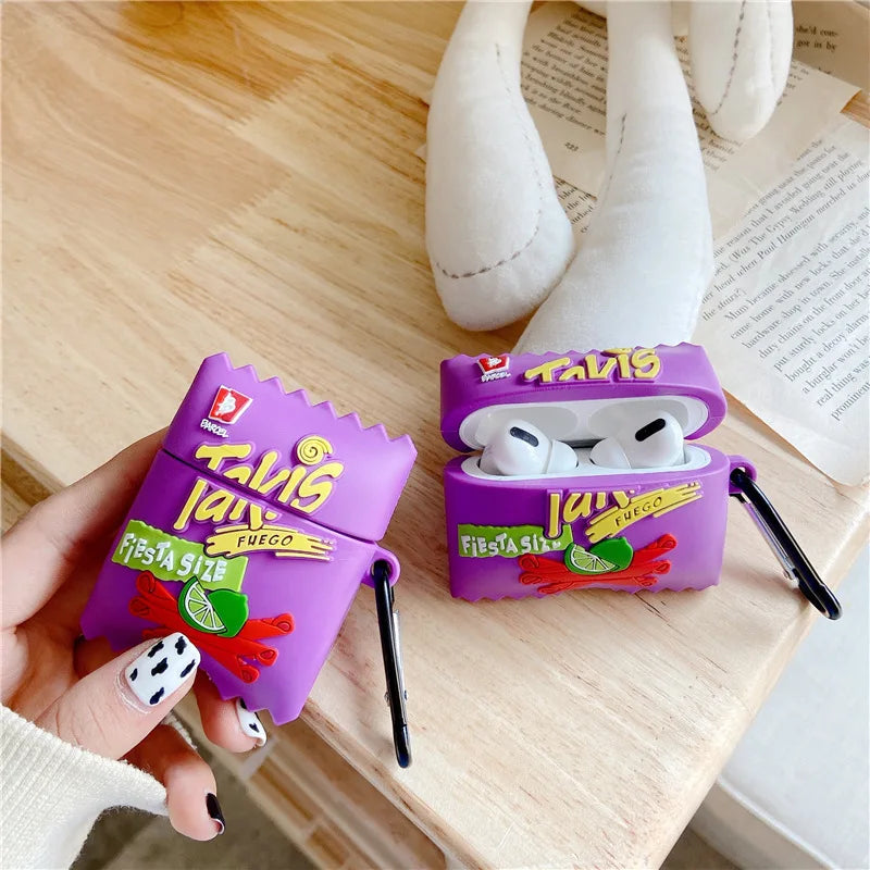 Takis Purple Potato Chips AirPods Pro 2 Case – Fun Silicone Cover with Keychain for AirPods 3 & Pro 2