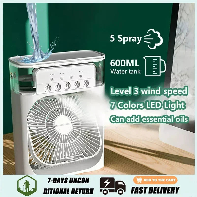 Portable 3 In 1 Fan AIr Conditioner with LED lights