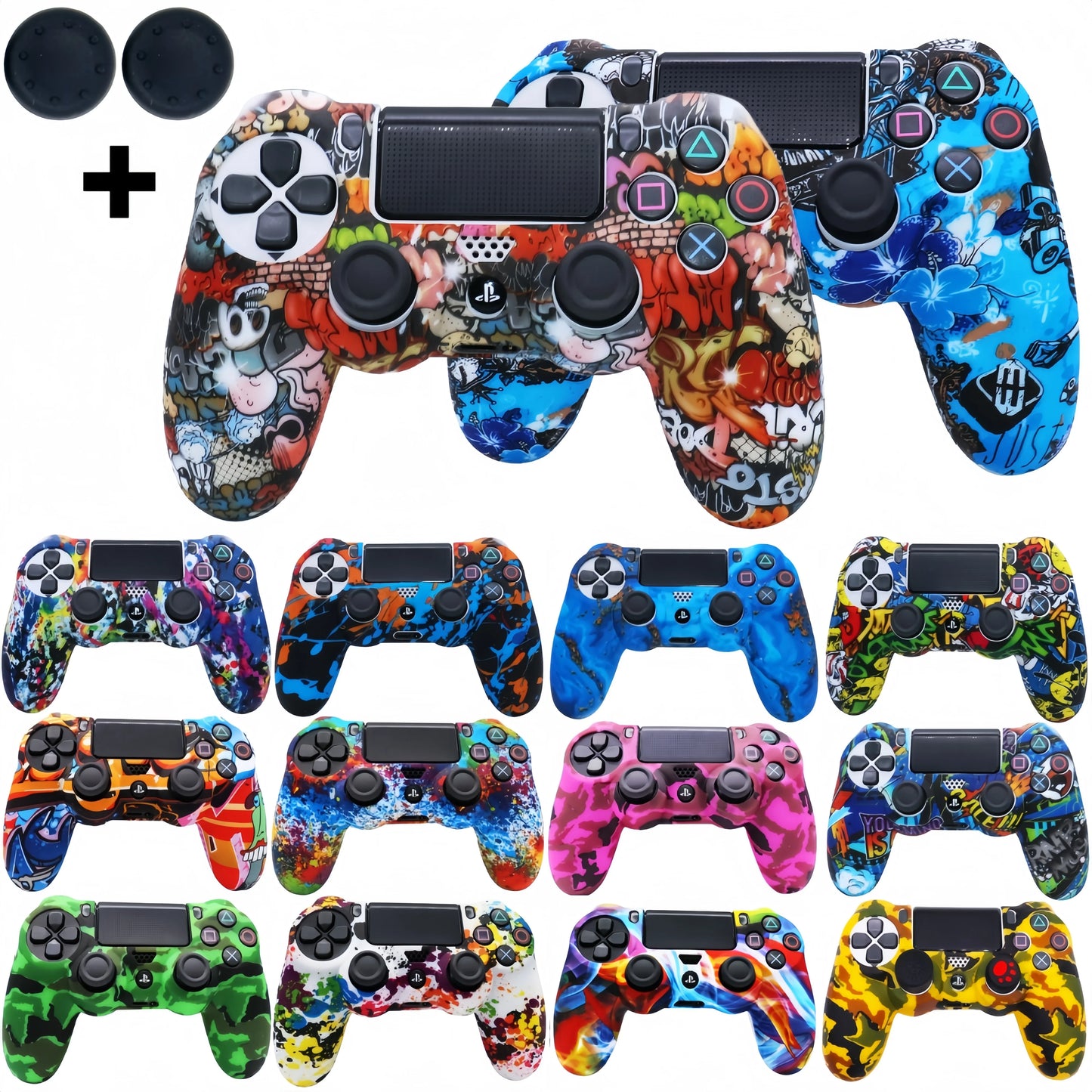 PS4 Controller Silicone Skin & Thumb Grips Set