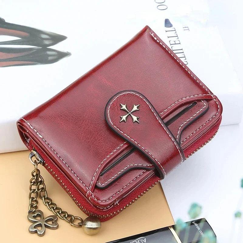 Women’s PU Leather Wallet - Short Hasp Purse with Coin and Card Holders