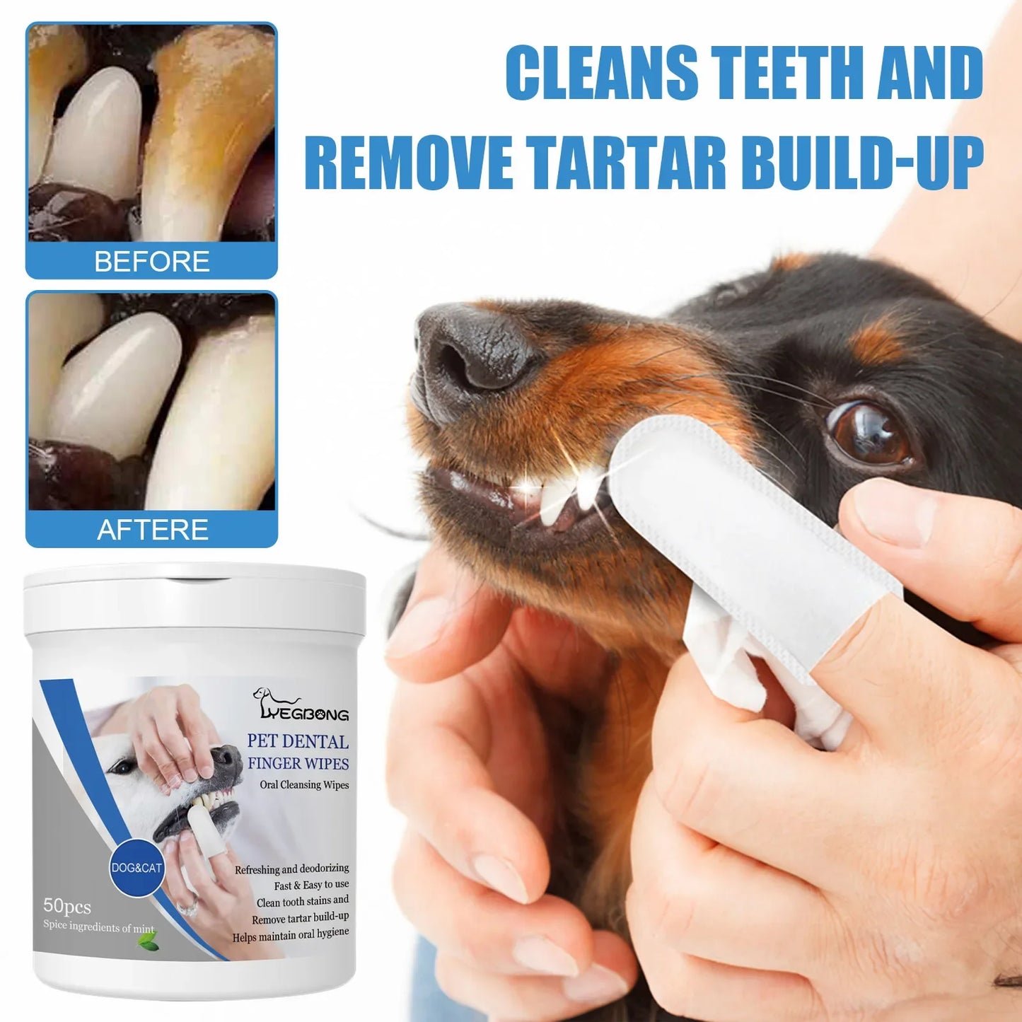 Pet Dental Cleaning Finger Wipes - Value Mart