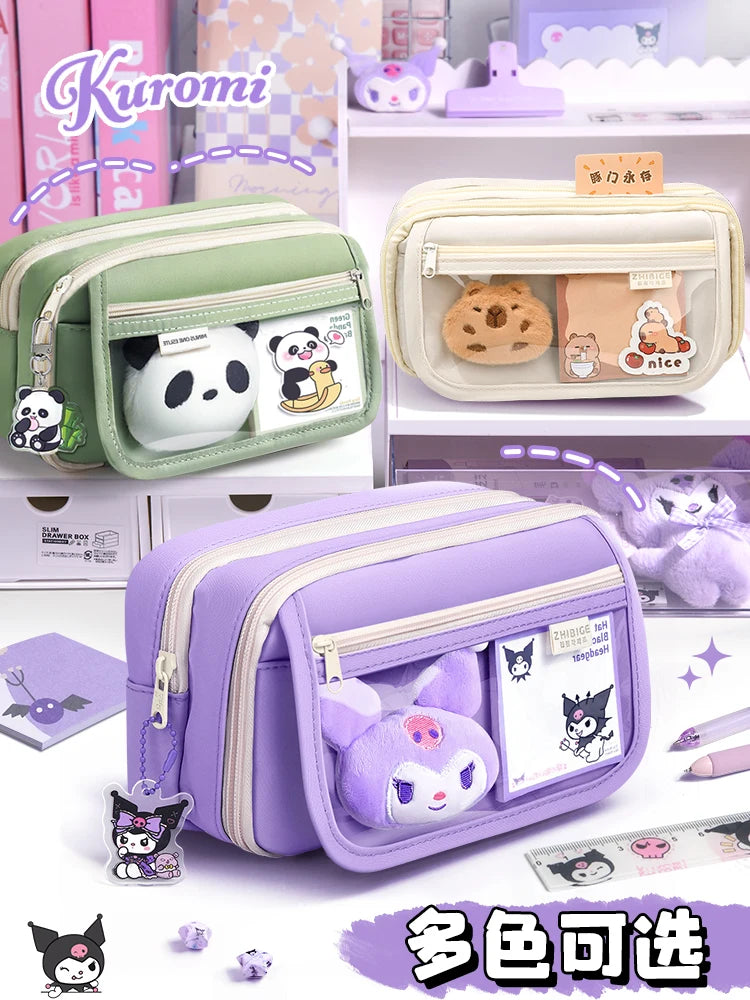 Cute Large Capacity Pencil Case – Kawaii Zipper Pen Pouch for Girls