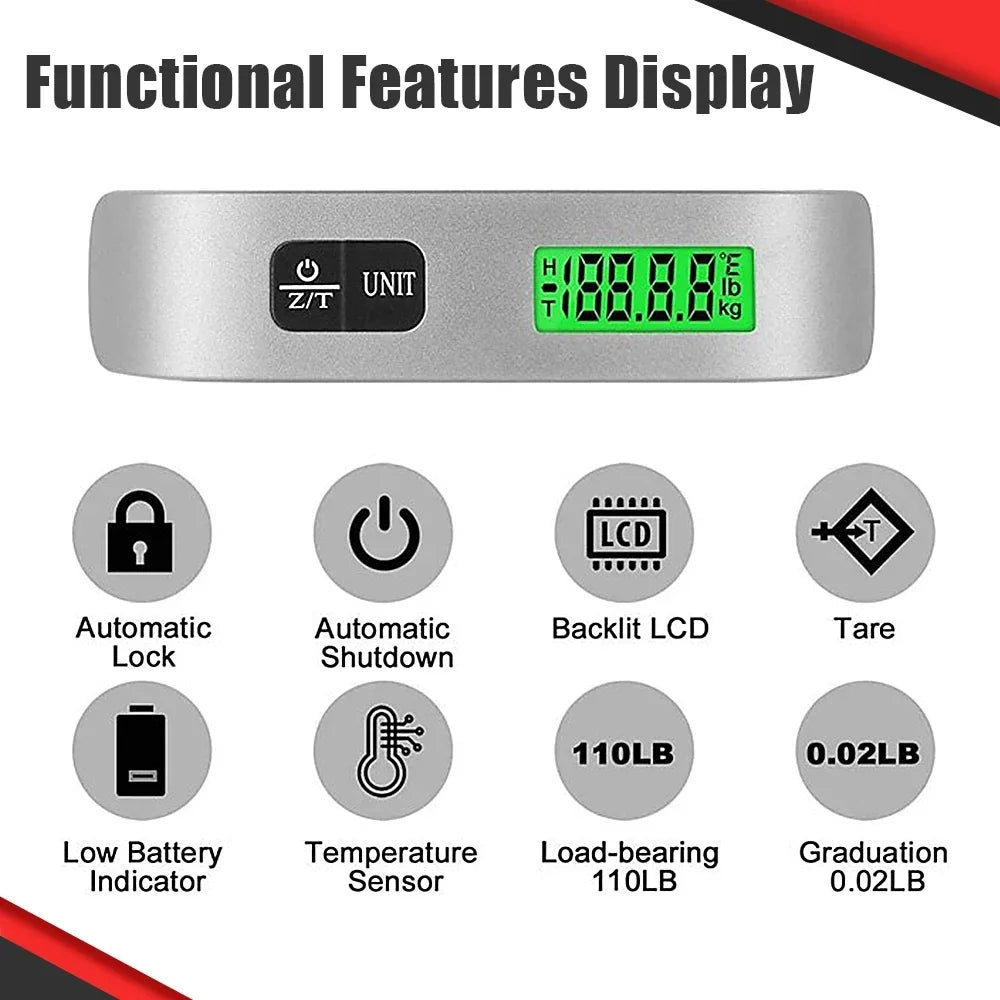 Portable Digital Luggage Scale – 110lb/50kg Capacity