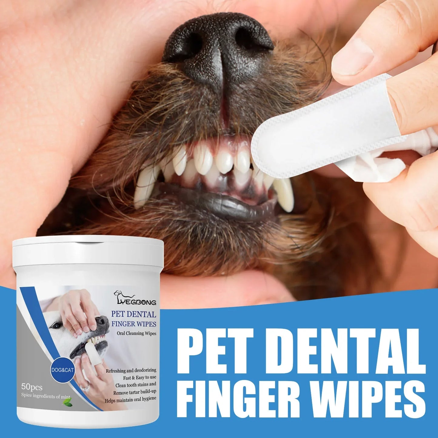 Pet Dental Cleaning Finger Wipes - Value Mart