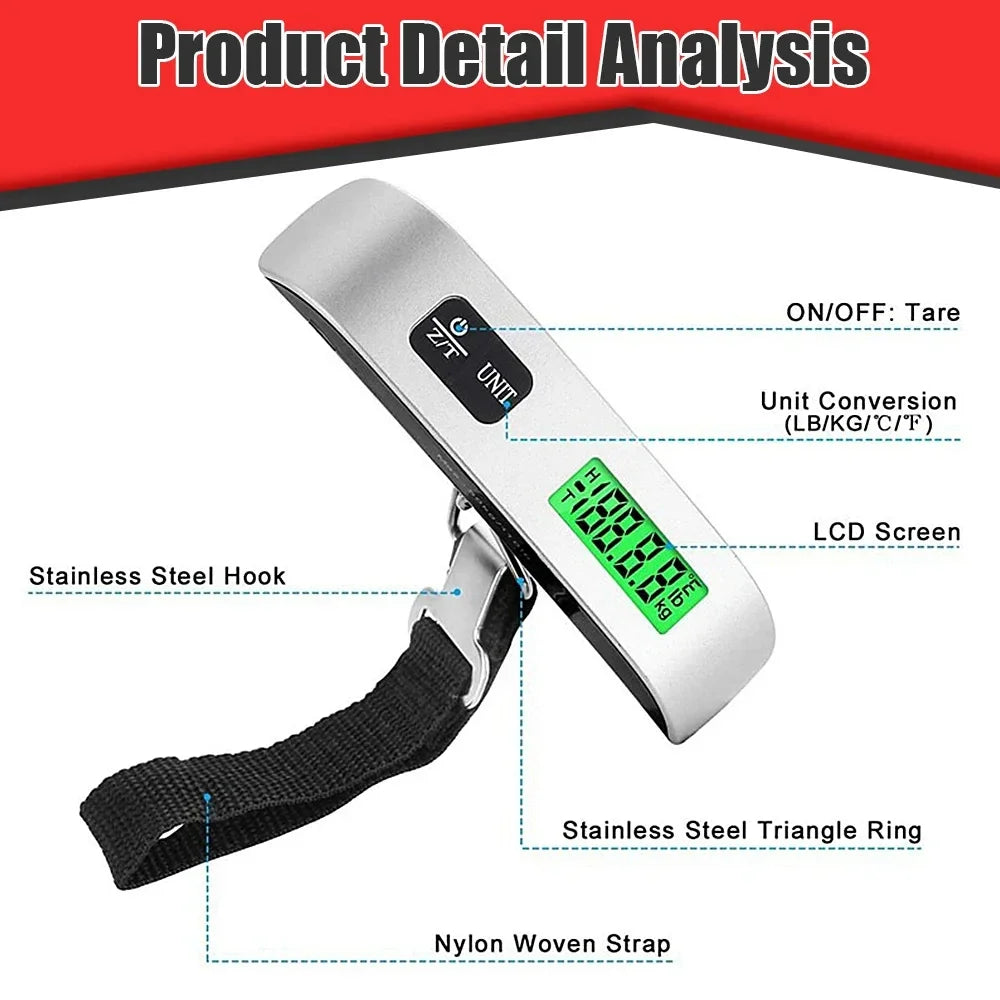 Portable Digital Luggage Scale – 110lb/50kg Capacity