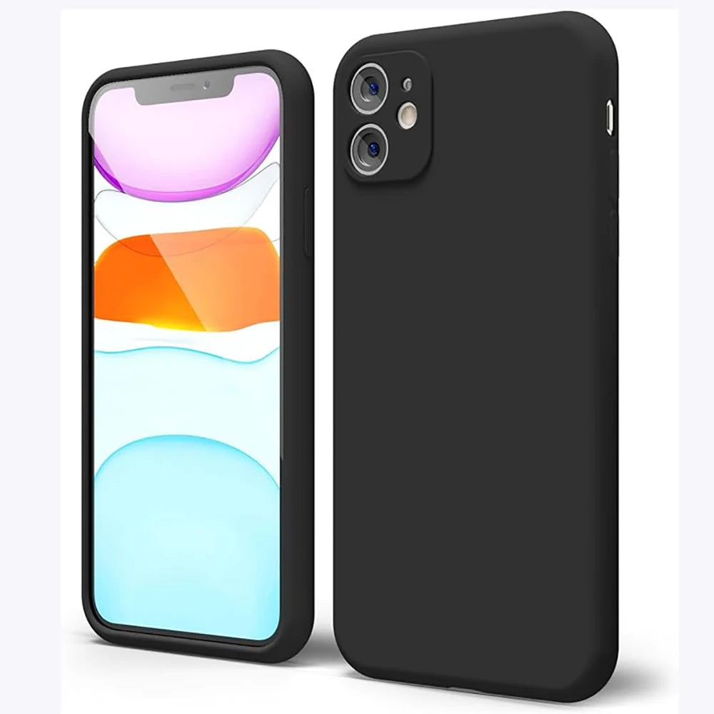 Black Shockproof Silicone TPU Phone Case for iPhone - Protective Lens Cover