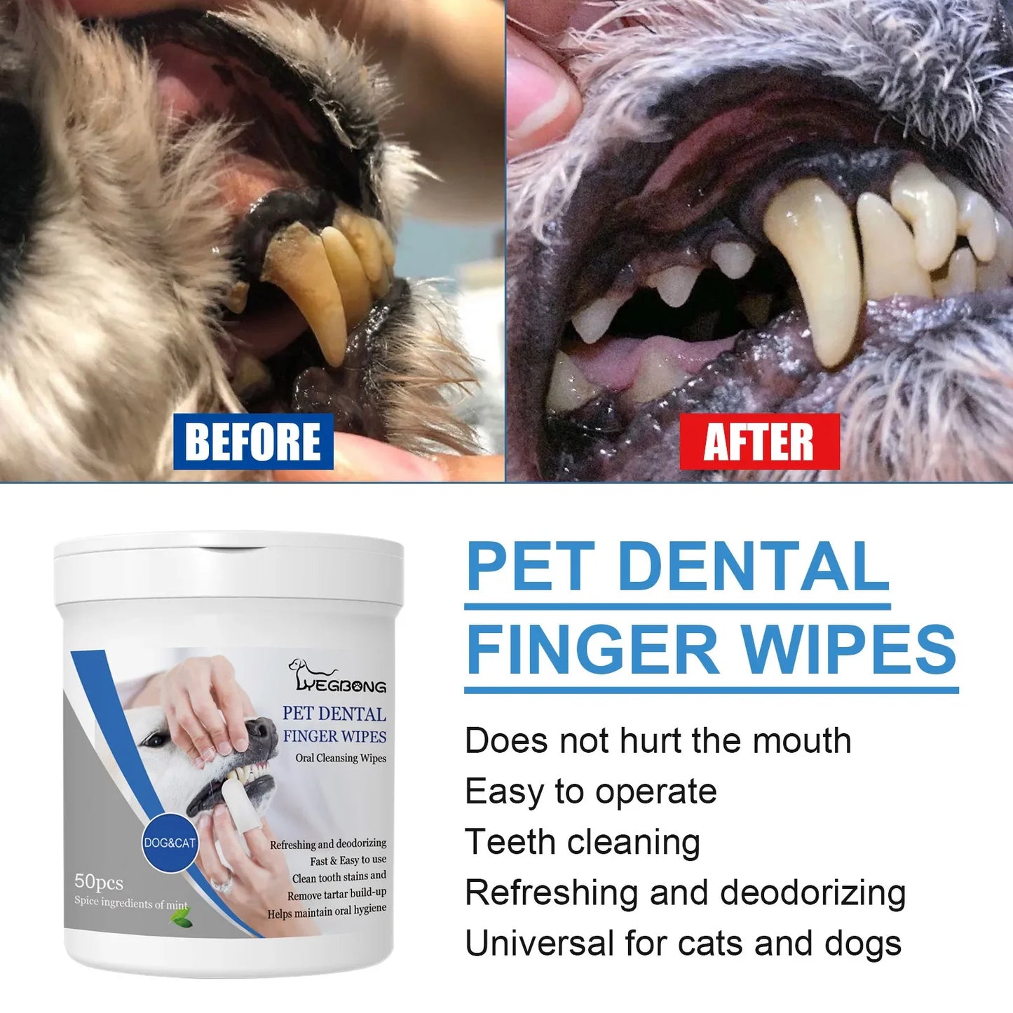 Pet Dental Cleaning Finger Wipes - Value Mart